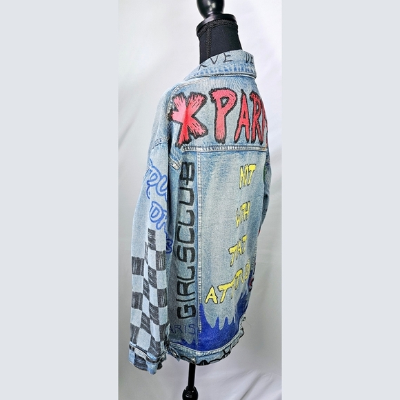 Small AKIRA Girls Club Graffiti Denim Jacket - Picture 4 of 7